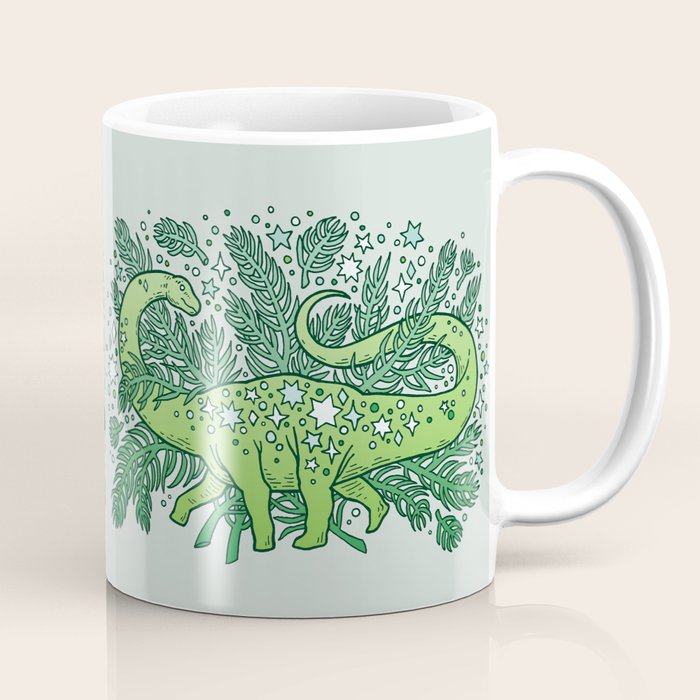 Evergreen Apatosaurus | Dinosaur Cosmic Festive Art Coffee Mug Gallery Image 1