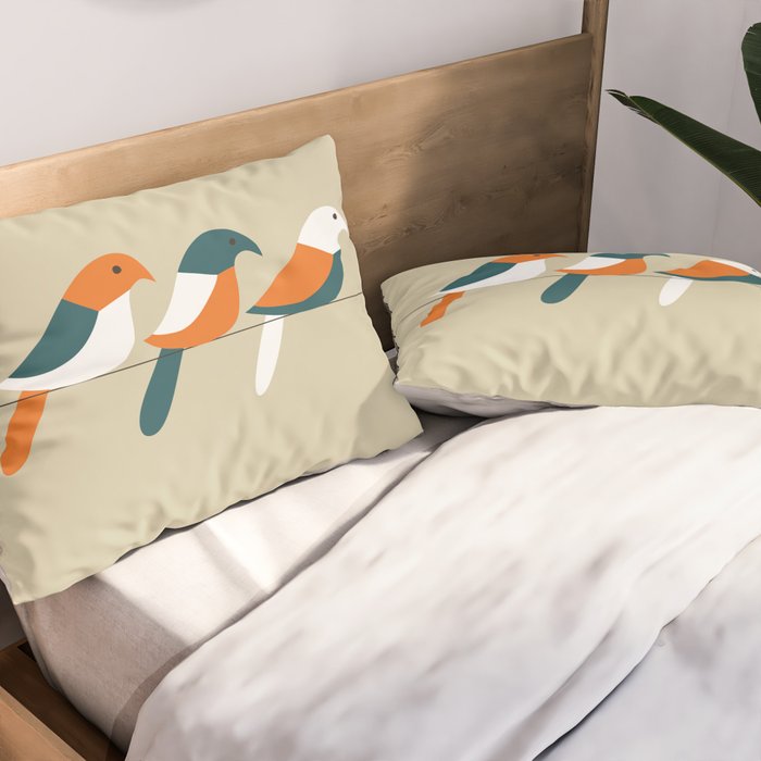 Birds on wire Pillow Sham Gallery Image 2