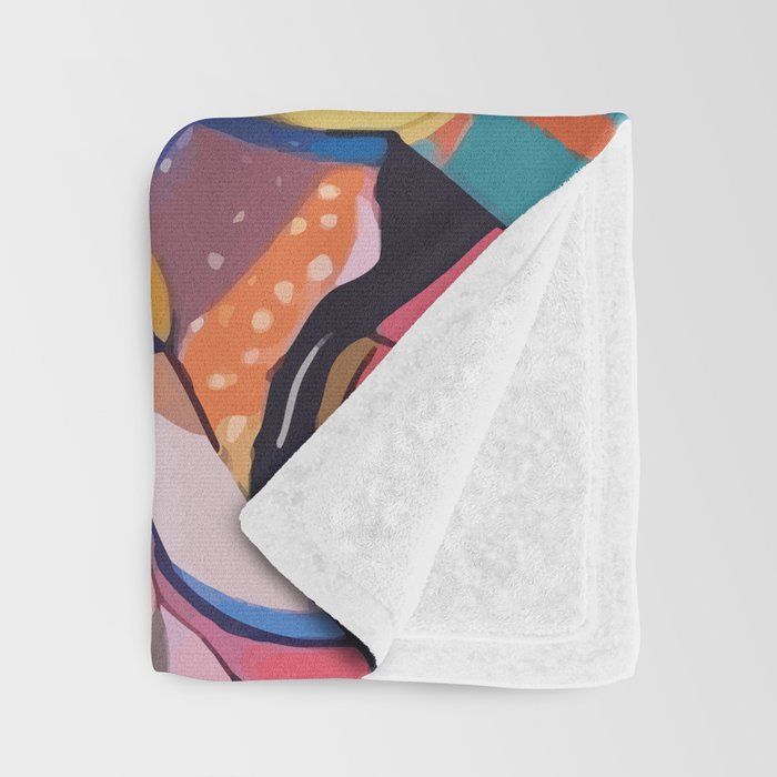 Speed Through, Retro Girl Woman Superpower Magic, Fashion Sunburst Blonde Female, Feminism Colorful Illustration Eclectic Bohemian Maximalism Throw Blanket Gallery Image 3