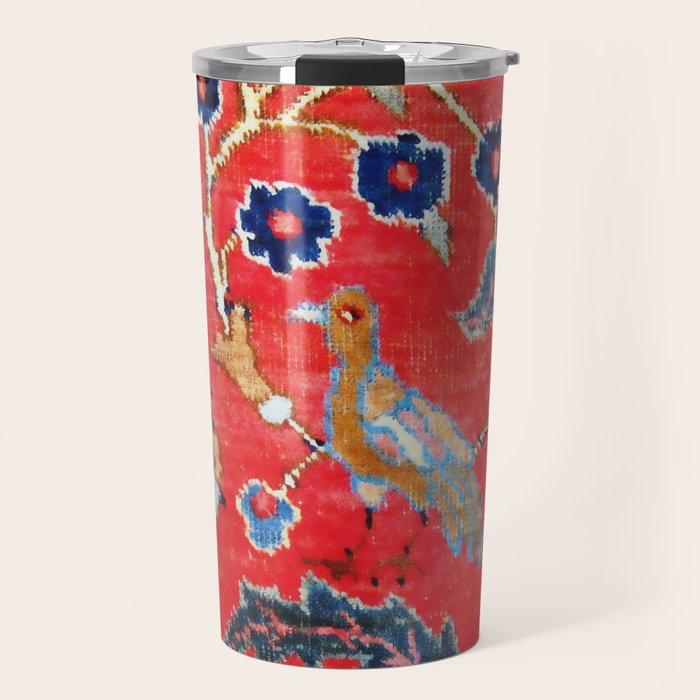 Antique Persian Tabriz Carpet Print With Bird Travel Mug Gallery Image 1