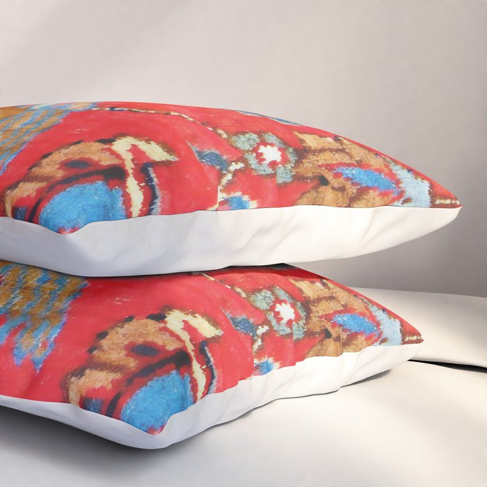 Antique Persian Tabriz Carpet Print With Bird Pillow Sham Gallery Image 3