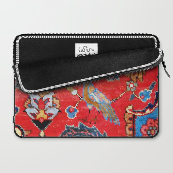 Antique Persian Tabriz Carpet Print With Bird Laptop Sleeve Gallery Image 2