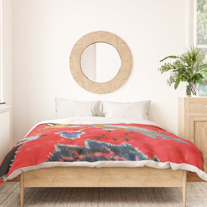 Antique Persian Tabriz Carpet Print With Bird Duvet Cover Gallery Image 3