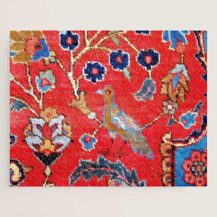 Antique Persian Tabriz Carpet Print With Bird Jigsaw Puzzle Gallery Image 1