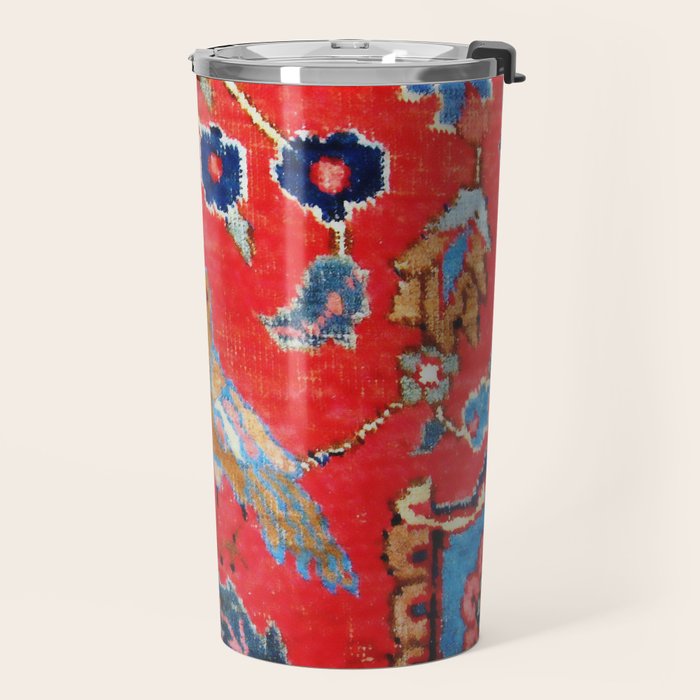 Antique Persian Tabriz Carpet Print With Bird Travel Mug Gallery Image 2