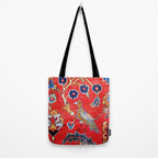 Antique Persian Tabriz Carpet Print With Bird Tote Bag Gallery Image 2