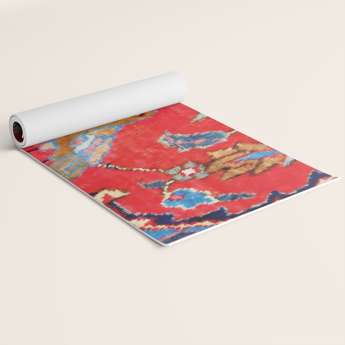 Antique Persian Tabriz Carpet Print With Bird Yoga Mat Gallery Image 2
