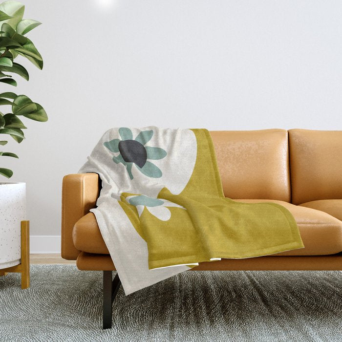 Yin Yang floral - earthy Throw Blanket Gallery Image 1