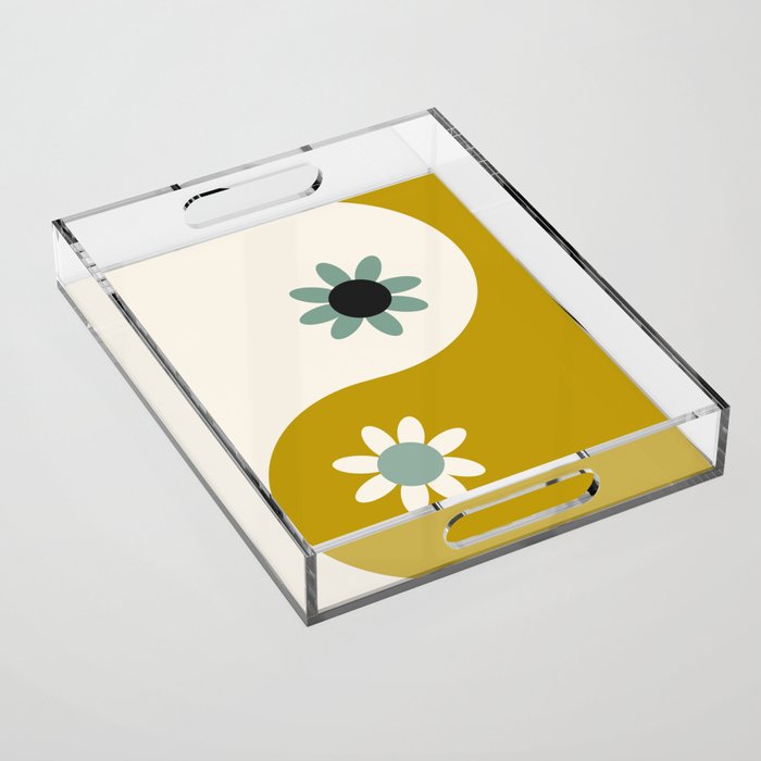 Yin Yang floral - earthy Acrylic Tray Gallery Image 1