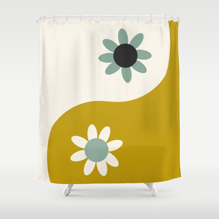 Yin Yang floral - earthy Shower Curtain Gallery Image 1