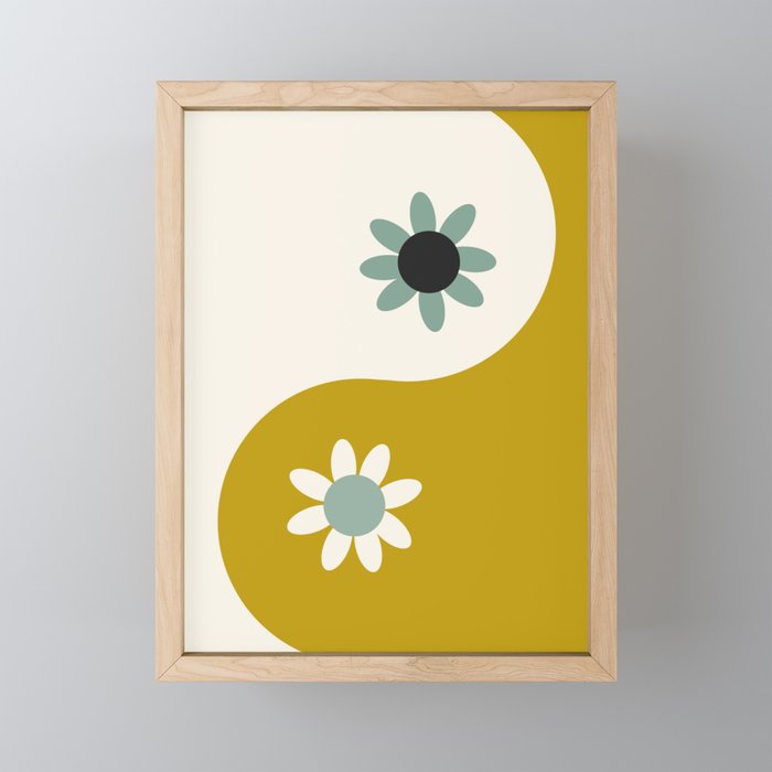 Yin Yang floral - earthy Mini Art Print Gallery Image 1