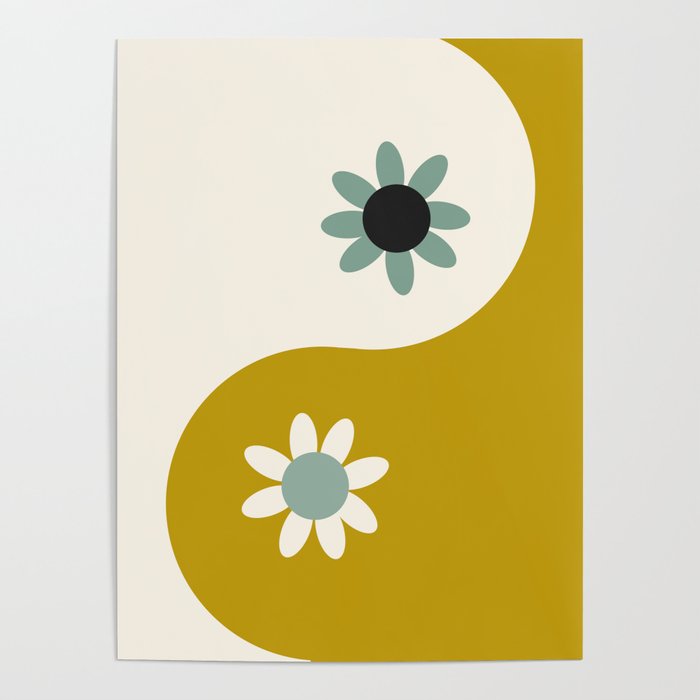 Yin Yang floral - earthy Poster Gallery Image 4