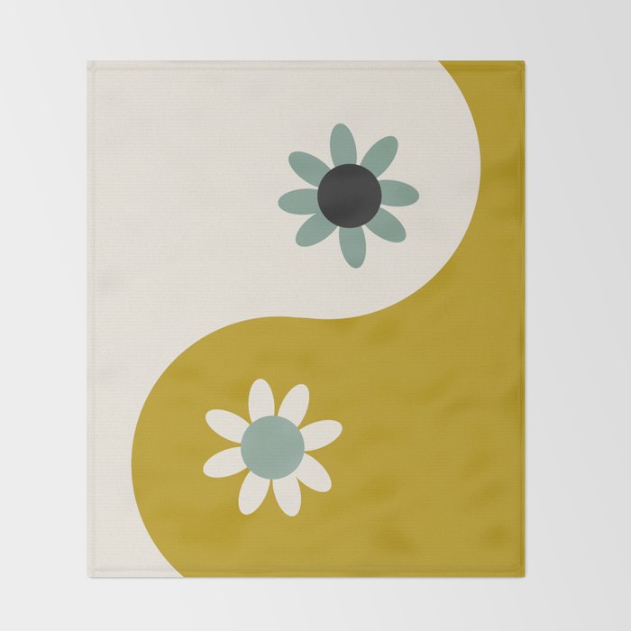 Yin Yang floral - earthy Throw Blanket Gallery Image 2
