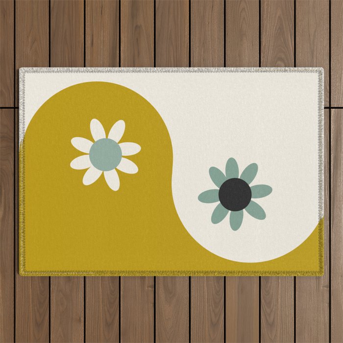 Yin Yang floral - earthy Outdoor Rug Gallery Image 1