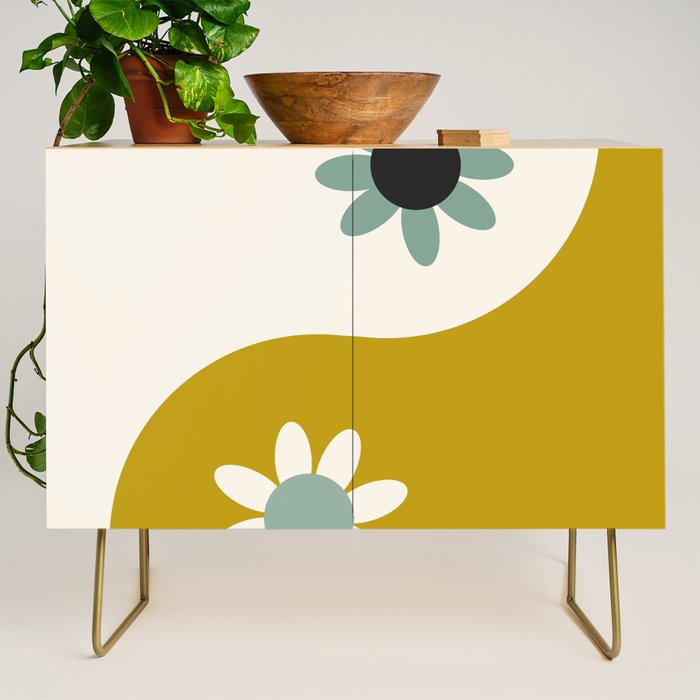 Yin Yang floral - earthy Credenza Gallery Image 1