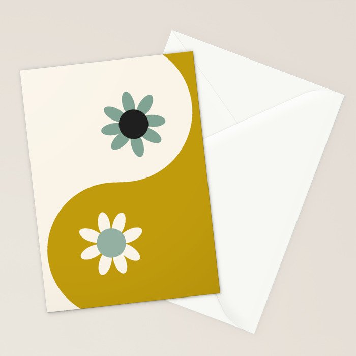 Yin Yang floral - earthy Stationery Card Gallery Image 2