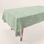 Mint green watercolor hand painted floral leaves Tablecloth Gallery Image 1