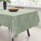 Mint green watercolor hand painted floral leaves Tablecloth Gallery Image 3