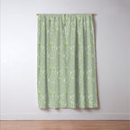 Mint green watercolor hand painted floral leaves Window Curtain Gallery Image 3