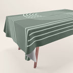 Geometric Lines in Forest Green Tablecloth Gallery Image 1