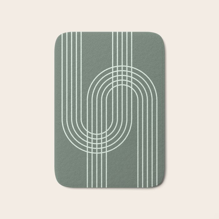 Geometric Lines in Forest Green Bath Mat Gallery Image 1