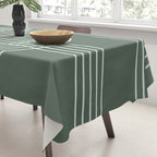 Geometric Lines in Forest Green Tablecloth Gallery Image 3