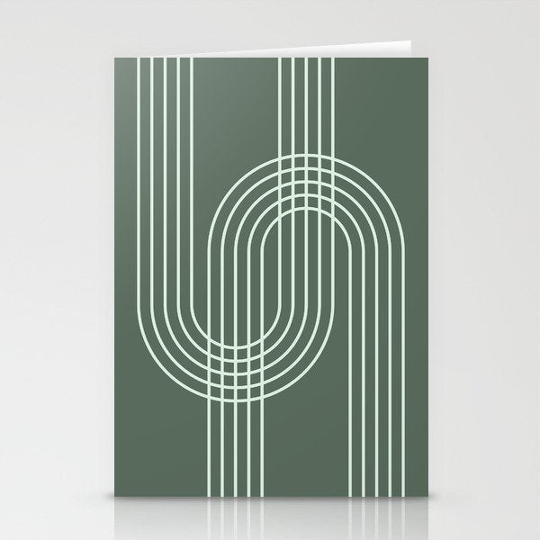 Geometric Lines in Forest Green Stationery Card Gallery Image 2