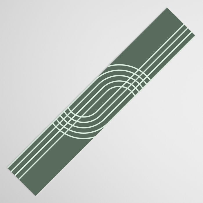 Geometric Lines in Forest Green Table Runner Gallery Image 3