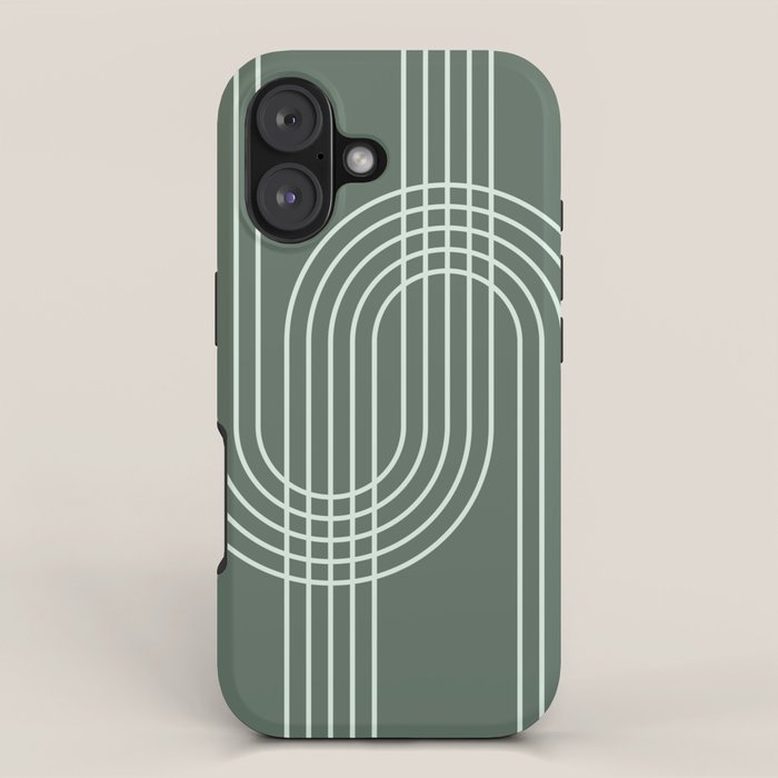 Geometric Lines in Forest Green iPhone Case Gallery Image 1
