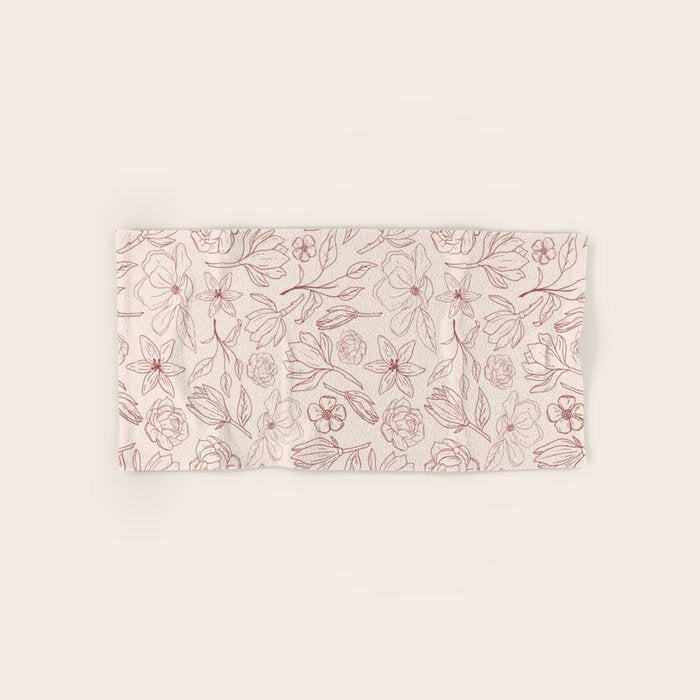 Burgundy Magnolia Pattern Bath Towel Gallery Image 1