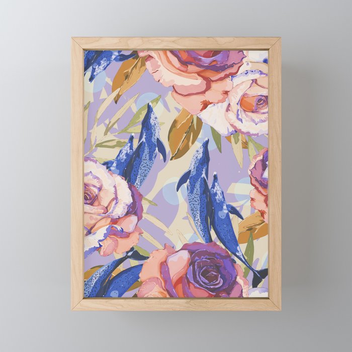 Dolphins in the roses A Mini Art Print Gallery Image 1