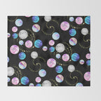 Outer Space: Planets, Galaxies, and Stars (watercolor and gold) Pattern Throw Blanket Gallery Image 2