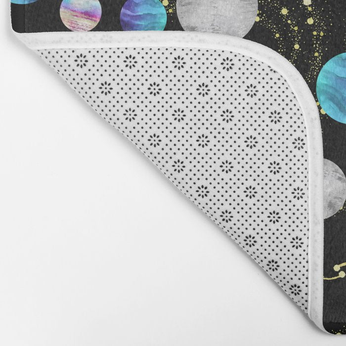 Outer Space: Planets, Galaxies, and Stars (watercolor and gold) Pattern Bath Mat Gallery Image 2