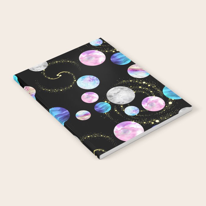 Outer Space: Planets, Galaxies, and Stars (watercolor and gold) Pattern Notebook Gallery Image 1