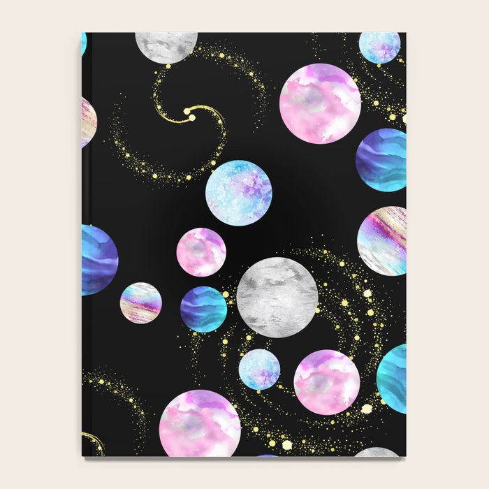 Outer Space: Planets, Galaxies, and Stars (watercolor and gold) Pattern Notebook Gallery Image 4