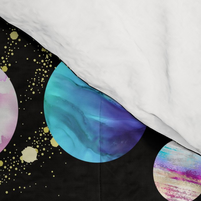 Outer Space: Planets, Galaxies, and Stars (watercolor and gold) Pattern Comforter Gallery Image 4