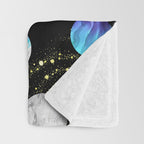 Outer Space: Planets, Galaxies, and Stars (watercolor and gold) Pattern Throw Blanket Gallery Image 3