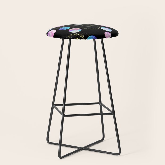 Outer Space: Planets, Galaxies, and Stars (watercolor and gold) Pattern Stool Gallery Image 1