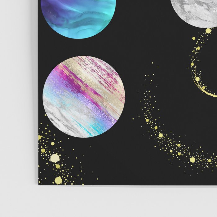 Outer Space: Planets, Galaxies, and Stars (watercolor and gold) Pattern Poster Gallery Image 3