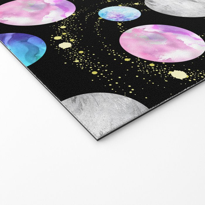 Outer Space: Planets, Galaxies, and Stars (watercolor and gold) Pattern Welcome Mat Gallery Image 2