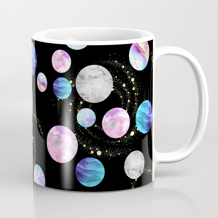 Outer Space: Planets, Galaxies, and Stars (watercolor and gold) Pattern Coffee Mug Gallery Image 1