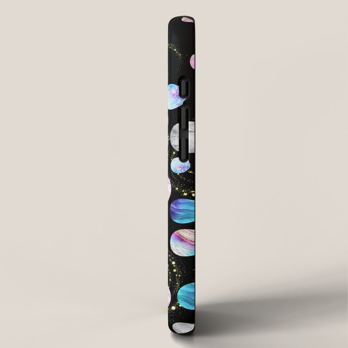 Outer Space: Planets, Galaxies, and Stars (watercolor and gold) Pattern iPhone Case Gallery Image 2