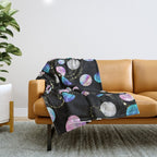 Outer Space: Planets, Galaxies, and Stars (watercolor and gold) Pattern Throw Blanket Gallery Image 1