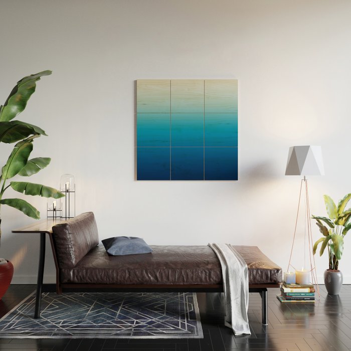 Sky and Ocean Blue Ombre Wood Wall Art Gallery Image 2
