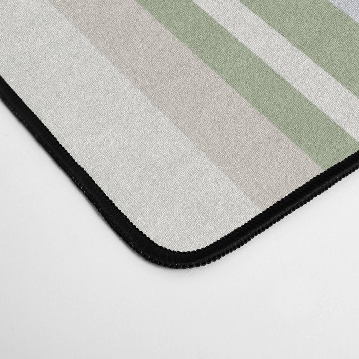 Sage Stripes - Vertical Striped Pattern in Sage Green, Almond Beige, Pale Gray, and Cream Desk Mat Gallery Image 4
