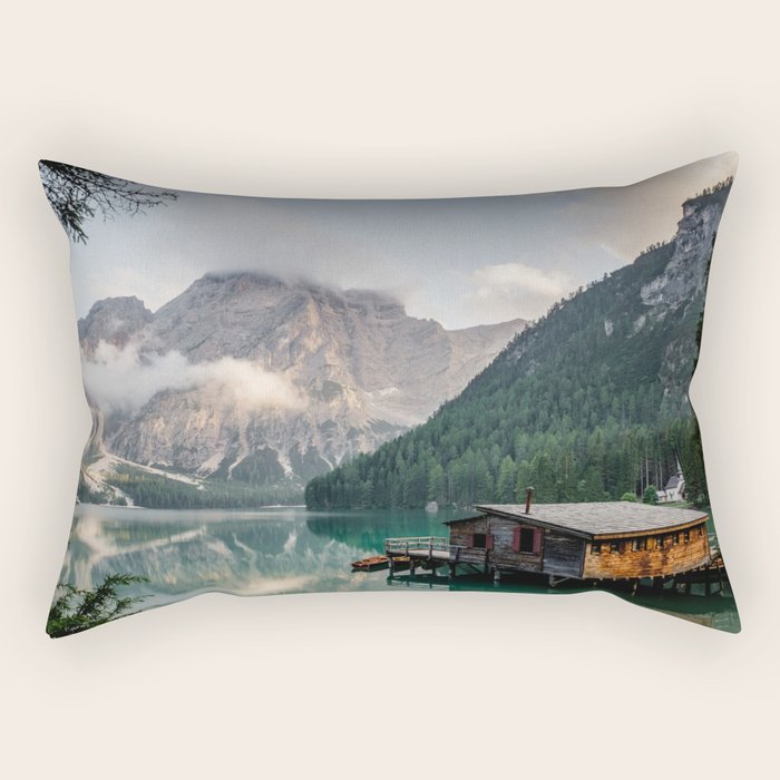Mountain Lake Cabin Retreat Rectangular Pillow Gallery Image 2