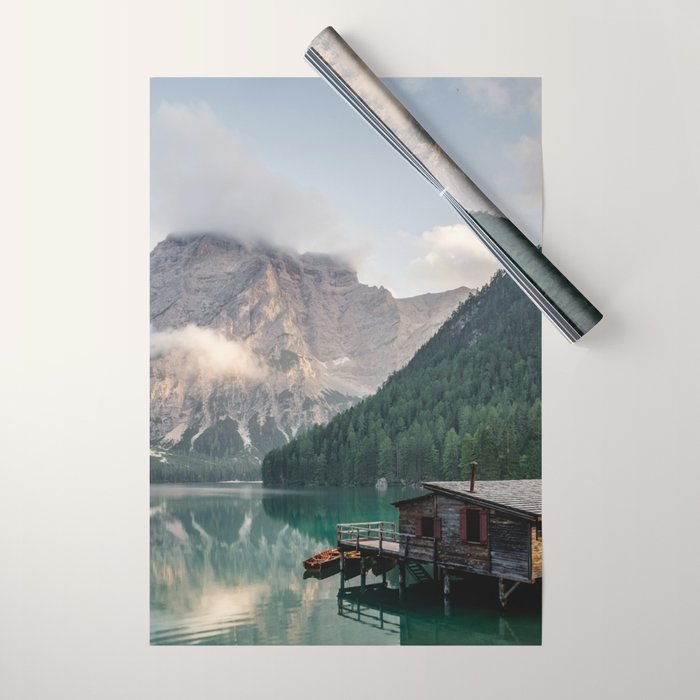 Mountain Lake Cabin Retreat Wrapping Paper Gallery Image 1