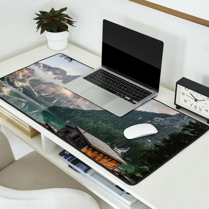 Mountain Lake Cabin Retreat Desk Mat Gallery Image 2