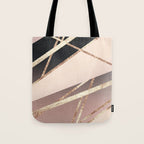 Rose Gold Blush Black Geometric Stripe Glam #1 #geo #decor #art #society6 Tote Bag Gallery Image 1
