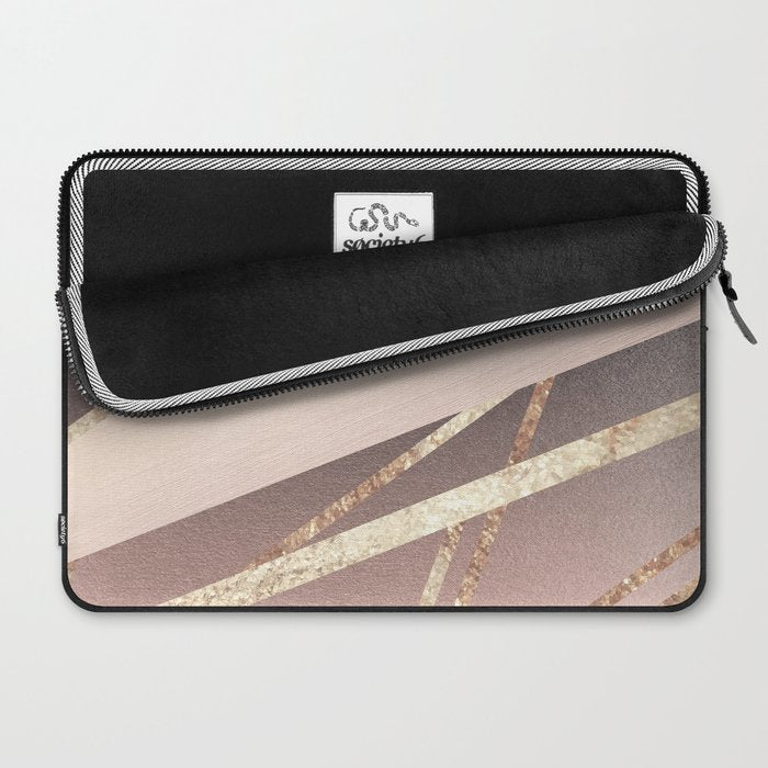 Rose Gold Blush Black Geometric Stripe Glam #1 #geo #decor #art #society6 Laptop Sleeve Gallery Image 2